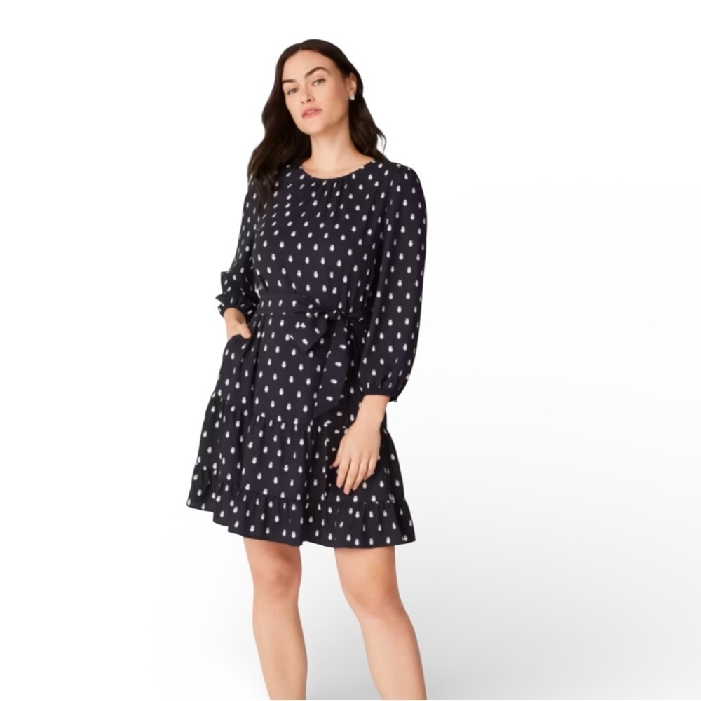 Kate Spade Hoot Night Owl Blaze Blue Shift Dress w/ Tie Waist Detail Size M